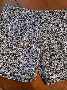 Talbots Navy and White Floral Print Bermuda Shorts
